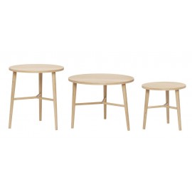 hubsch set de 3 tables basses rondes scandinaves bois clair 880522