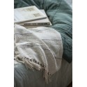 ib laursen plaid coton blanc creme franges