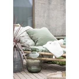 ib laursen housse de coussin carree lin vert kaki 50 x 50 cm