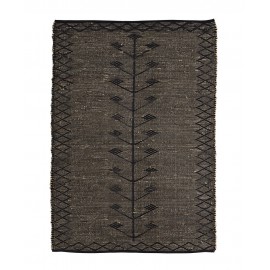 Tapis jonc de mer avec motifs brodés Madam Stoltz noir