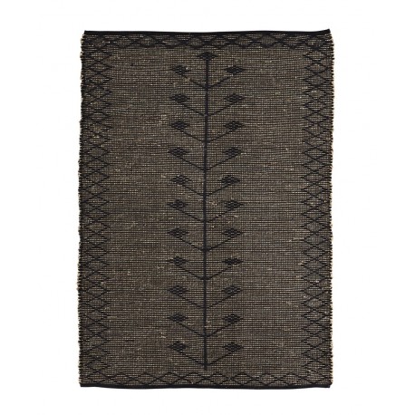 madam stoltz tapis noir jonc de mer seagrass 120 x 180 cm