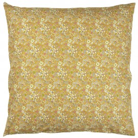 Housse de coussin coton imprimé fleuri IB Laursen jaune