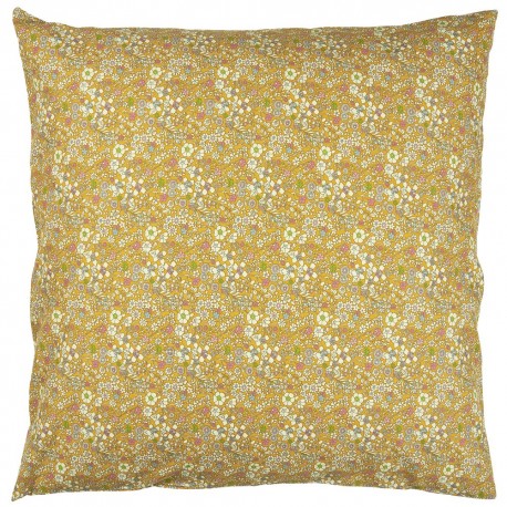 Grande housse de coussin coton imprime fleuri IB Laursen jaune