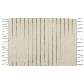 petit tapis coton ecru rayures beiges 60 x 90 cm ib laursen
