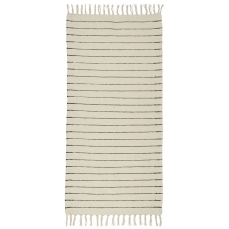tapis chambre long coton raye ecru noir 65 x 130 cm ib laursen - Kdesign