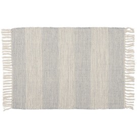 petit tapis raye coton ecru bleu 60 x 90 cm ib laursen