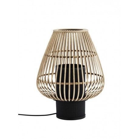 madam stoltz lampe de table en bois de bambou naturel metal noir