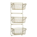 madam stoltz rangement mural etagere 3 panier metal filaire laiton