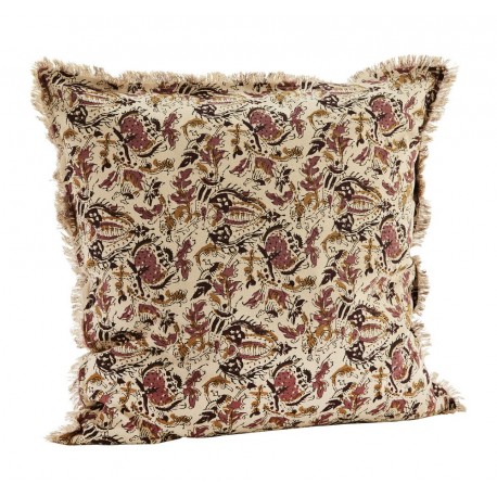 Housse de coussin coton franges imprimé fleuri Madam Stoltz