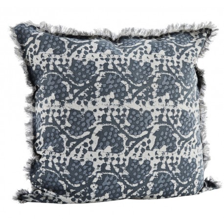 madam stoltz grande housse de coussin cerree imprime bleu 60 x 60 cm