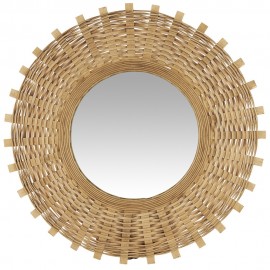 ib laursen grand miroir mural rond soleil bambou naturel tresse 63 cm