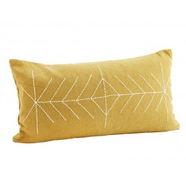 Grande housse de coussin rectangulaire brodée Madam Stoltz jaune