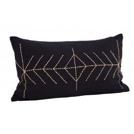 Grande housse de coussin rectangulaire coton brodé Madam Stoltz noir