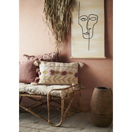 madam stoltz coussin rectangulaire brode franges rose pastel