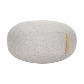 hubsch grand pouf rond design laine chevrons gris poignee cuir 700805