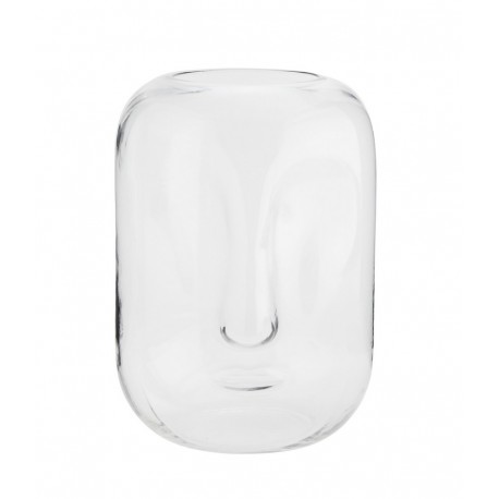 madam stoltz face vase verre transparent forme visage