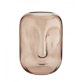 Glasvase mit Gesichtsaufdruck Madam Stoltz Face rosa