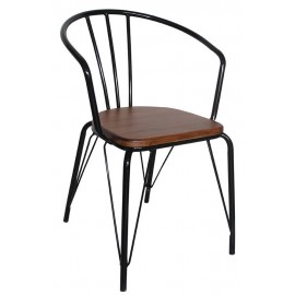 Vintage-Stuhl mit Armlehnen aus Metall und Holz von IB Laursen