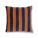 Coussin carré rayé velours HK Living bleu orange