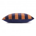 Coussin carré rayé velours HK Living bleu orange