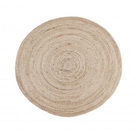 madam stoltz tapis rond jute lurex argente d 120 cm