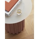 hubsch table basse ronde metal perfore plie dentelle rose verre blanc