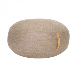 hubsch grand pouf rond laine marron a chevrons cuir d 70 cm