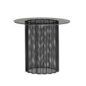 hubsch table basse ronde metal plie perfore plateau verre noir 991103