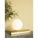 hubsch lampe de table style chic boule blanche metal laiton 991106