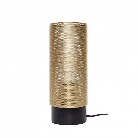 Lampe de table tube métal doré perforé marbre Hübsch