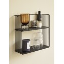 etagere murale carree design metal bois noir 2 tablettes hubsch