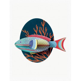 studio roof decoration murale ludique en carton poisson perroquet