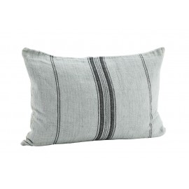 housse de coussin rectangulaire lin bleu raye madam stoltz 40 x 60 cm