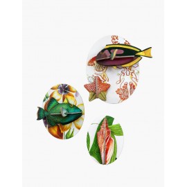 decoration murale en carton style vintage poissons studio roof set de 3