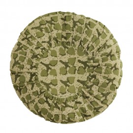 Madam Stoltz grünes, rundes, plissiertes, bedrucktes Baumwollkissen