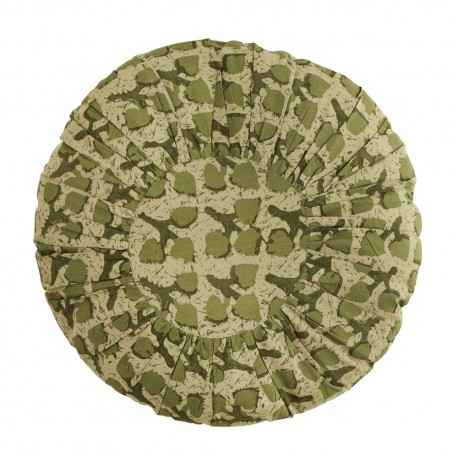 coussin rond coton imprime plisse vert madam stoltz