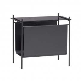 hubsch table basse bout de canape range revues metal noir verre 021111