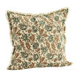 madam stoltz housse de coussin coton imprime fleuri franges marron vert madam stoltz housse de coussin coton imprime fleuri franges marron vert