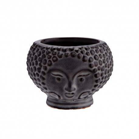 madam stoltz petit cache pot cactus forme visage gres gris