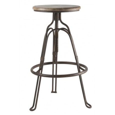 tabouret a vis vintage bois metal patine ib laursen