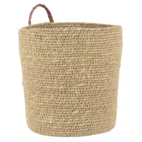 Petit panier de rangement cylindrique en jonc de mer tresse IB Laursen