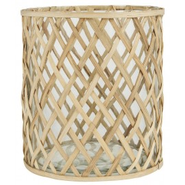Großer Boden-Teelichthalter aus transparentem Glas aus geflochtenem Bambus IB Laursen