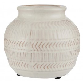 Kleine runde Vase aus strukturierter Keramik im Landhausstil, weiß von IB Laursen