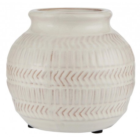 Petit vase rond style campagne céramique texture IB Laursen blanc