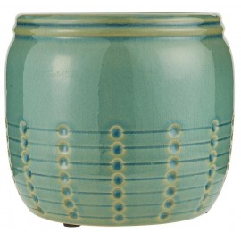 Grüner, emaillierter Keramik-Übertopf im Landhausstil von IB Laursen