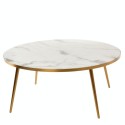 Table basse ronde effet marbre pieds laiton Pols Potten blanc