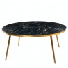 table basse ronde effet marbre noir pols potten pieds laiton
