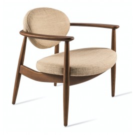 pols potten roundy fauteuil bas lounge retro bois textile beige