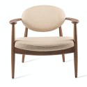 Fauteuil bas lounge rétro bois textile Pols Potten Roundy beige