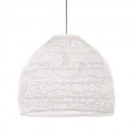 Grande suspension cloche osier HK Living Ball M blanc